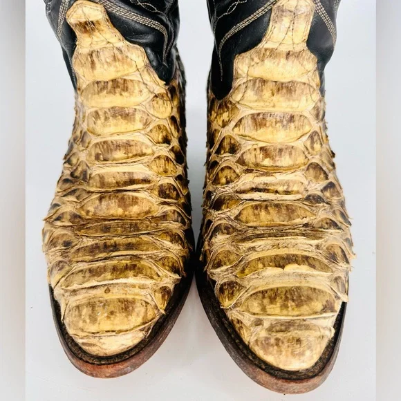 Snakeskin Cowboy Leather Boots Women’s 7-7.5US Vintage - Picture 3 of 10